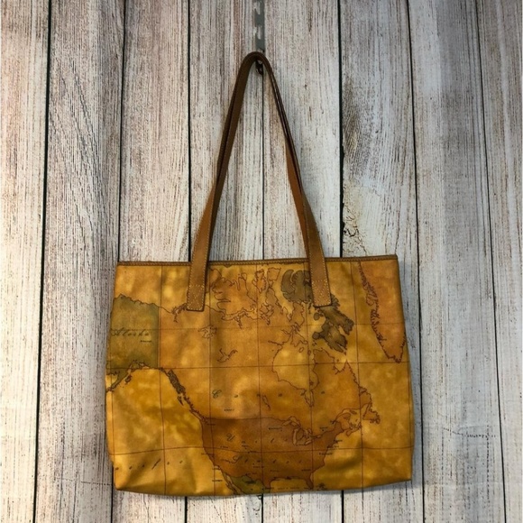 Alviero Martini Classe Geography Map Print Tote - Picture 2 of 8